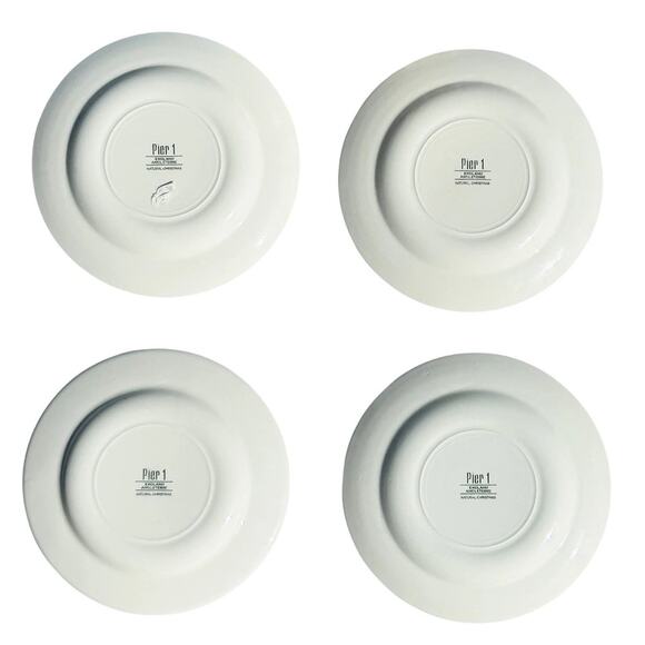 4 Vintage Pier 1 Salad Dessert Plates Natural Christmas England Retired Rustic - Picture 4 of 6
